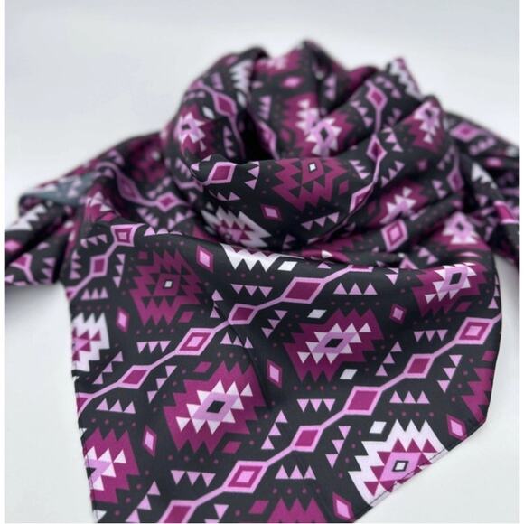 Purple Aztec Tribal Western Wild Rag Scarf 100% Poly Satin 36x36 - Picture 1 of 2